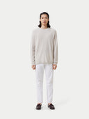 front view of a white lightweight sweater and pants #color_silver-birch