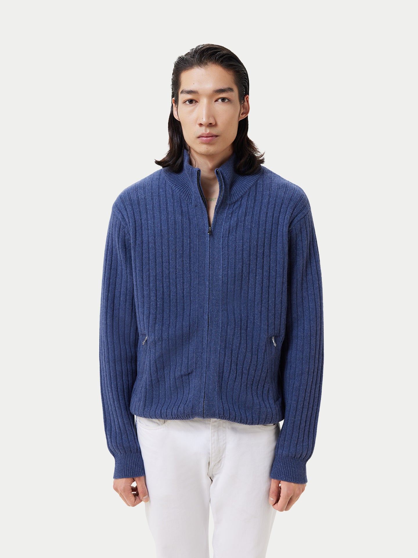 Men's Full-Zipper Cashmere Cardigan Navy - Gobi Cashmere