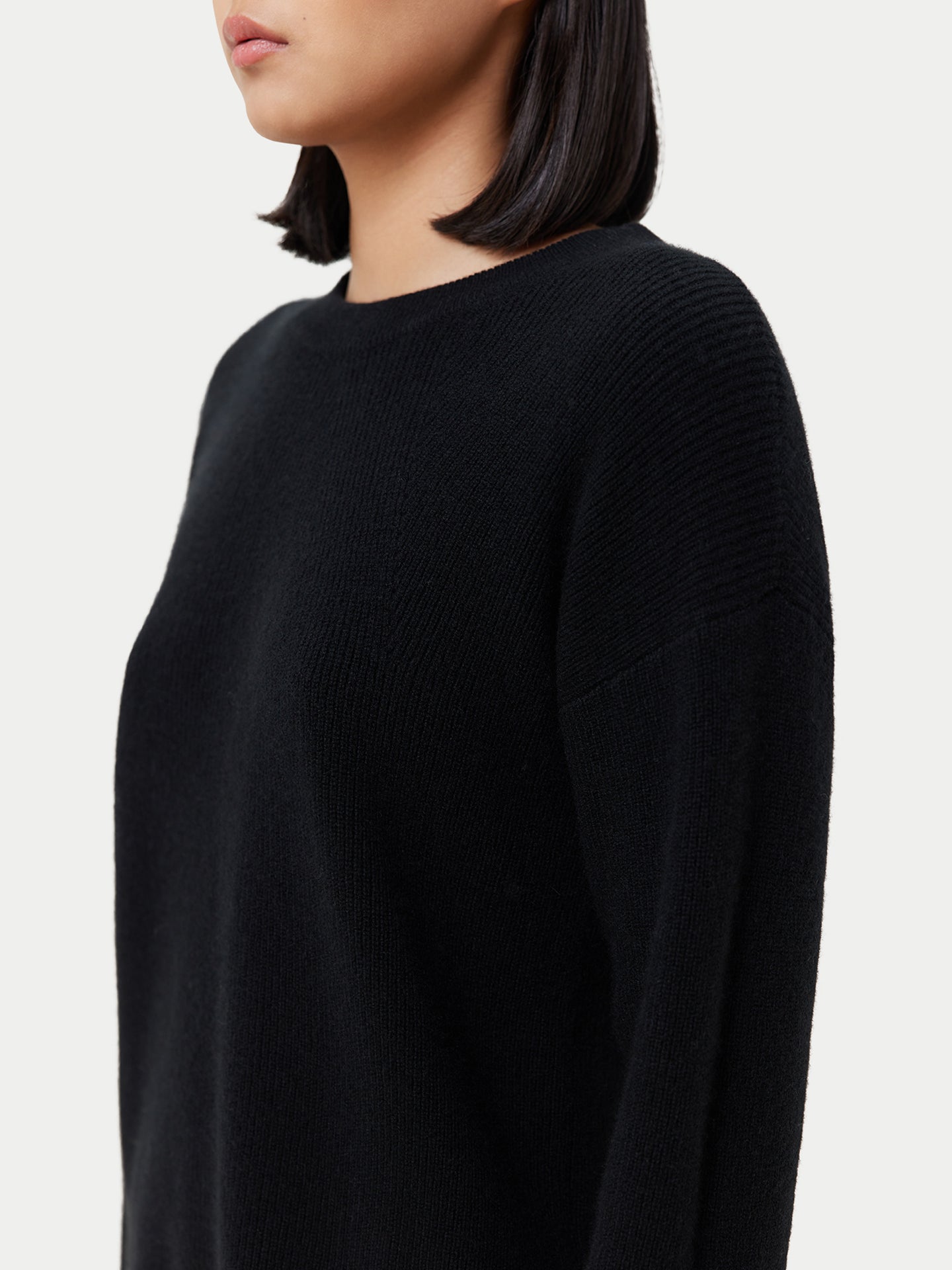 Women's Split-Sleeve Cashmere Sweater Black - Gobi Cashmere
