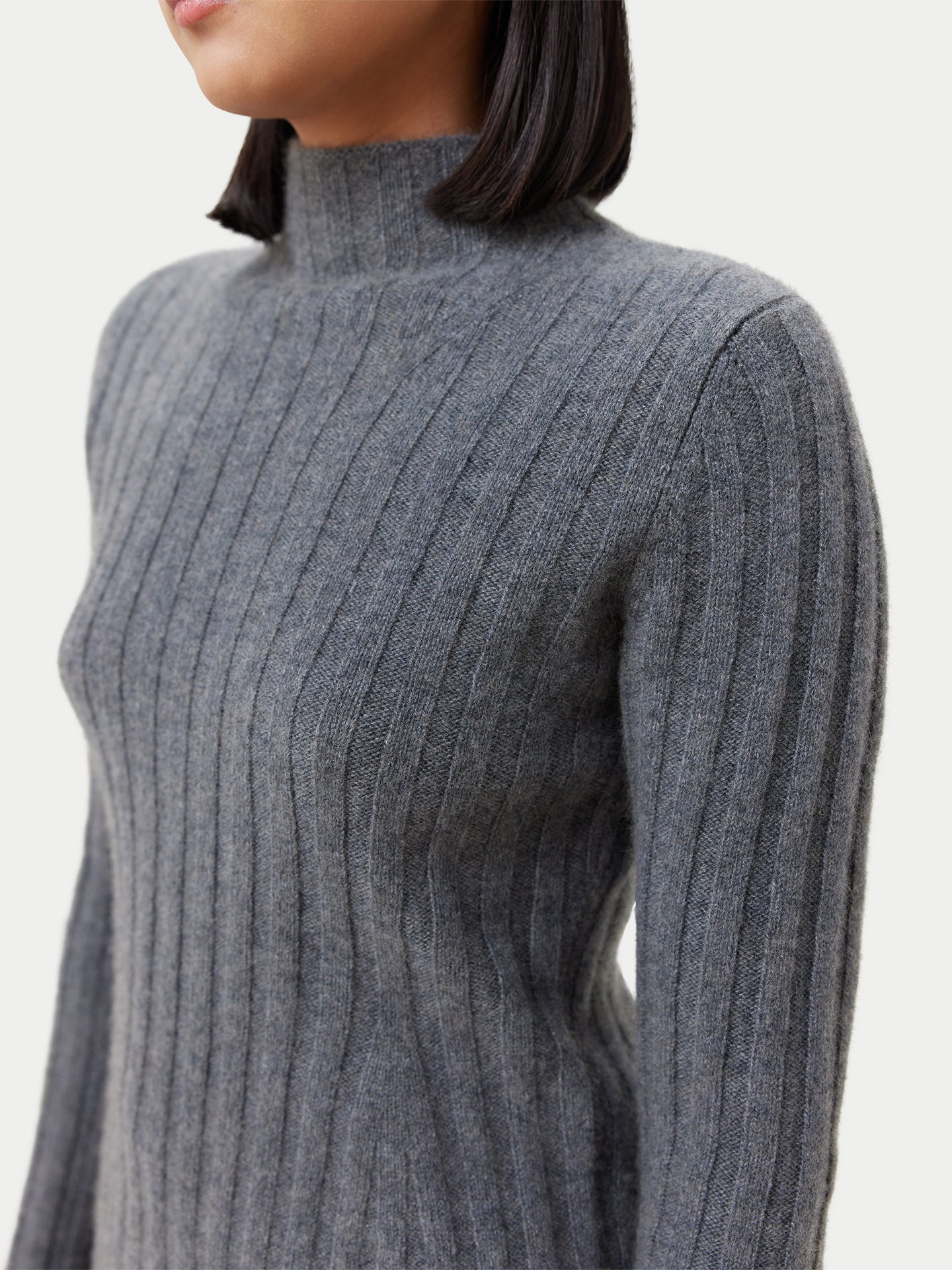 Women's Cashmere Turn-Up Cuffs Sweater Gray - Gobi Cashmere