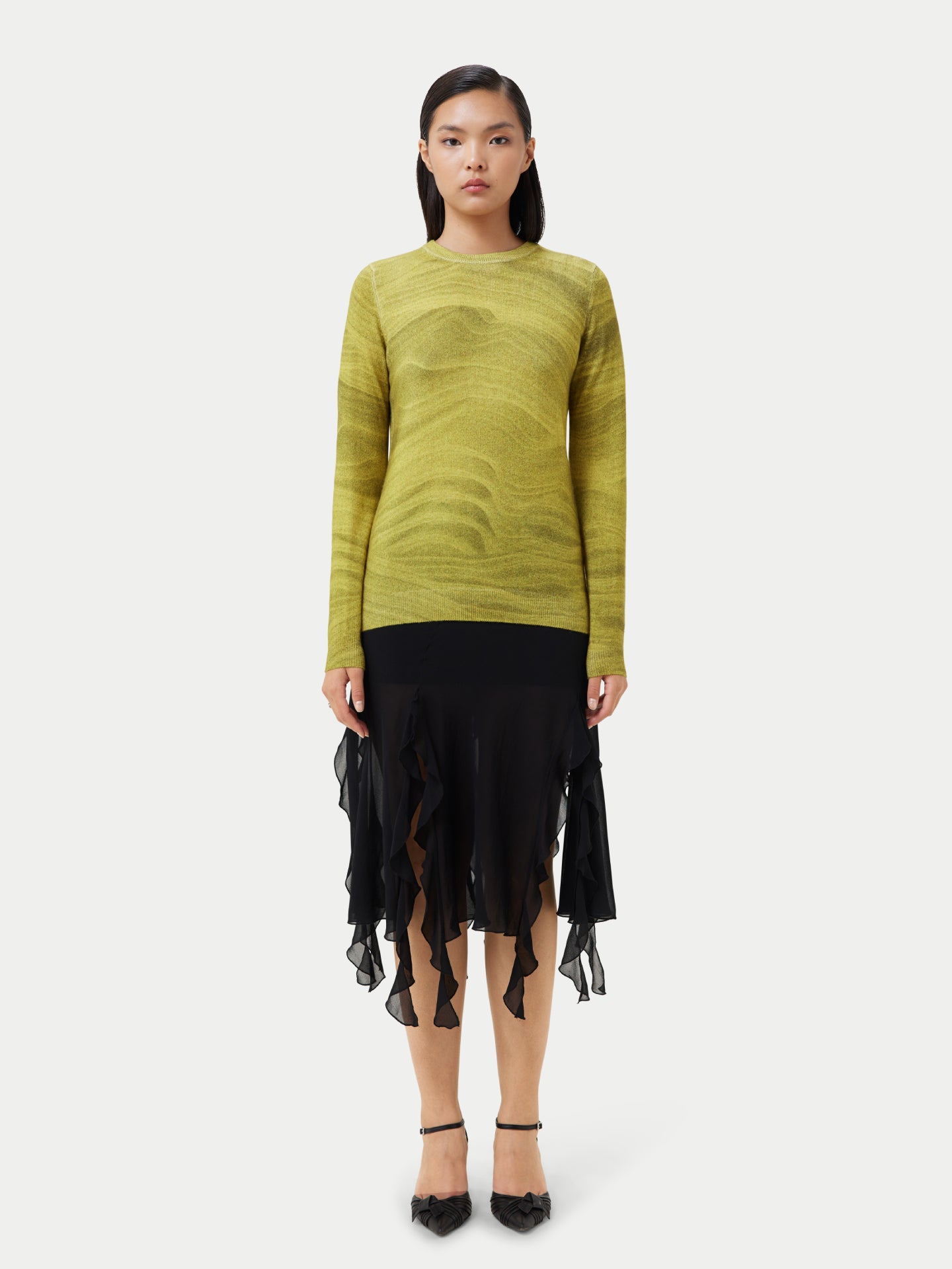Printed C-Neck Cashmere Sweater