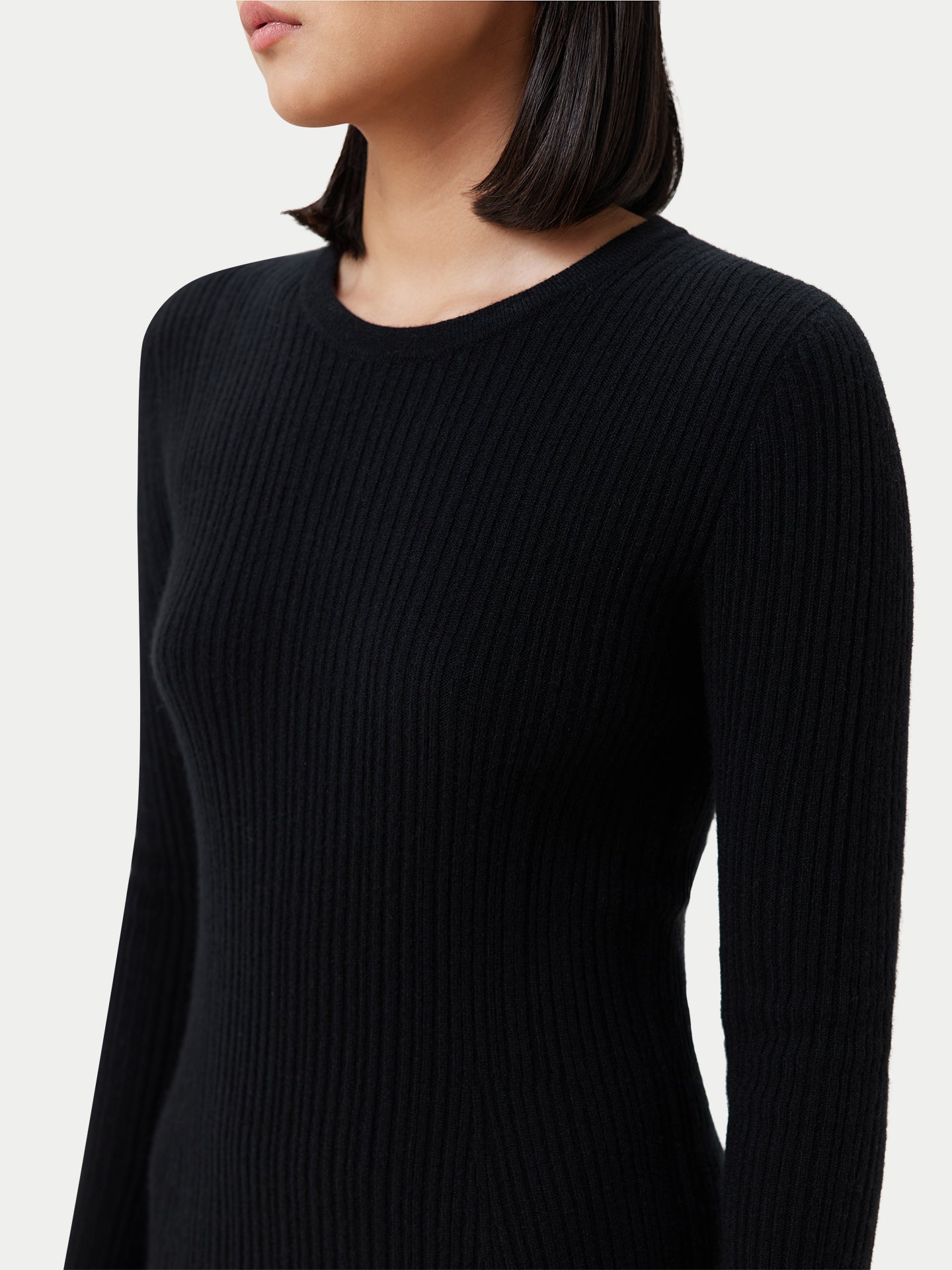 Women's Textured Knit Cashmere Dress Black - Gobi Cashmere