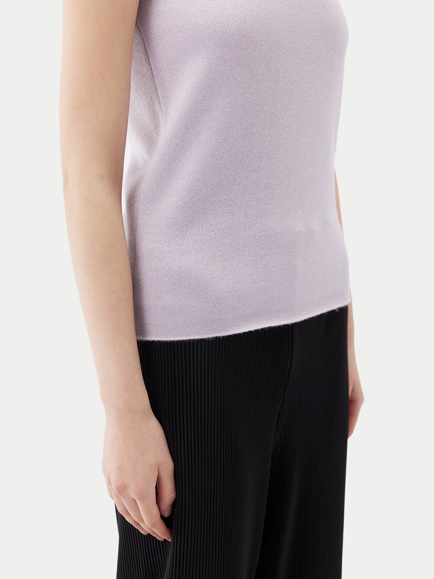 Women's Cashmere Silk Sleeveless Asymmetric Top Orchid Tint - Gobi Cashmere