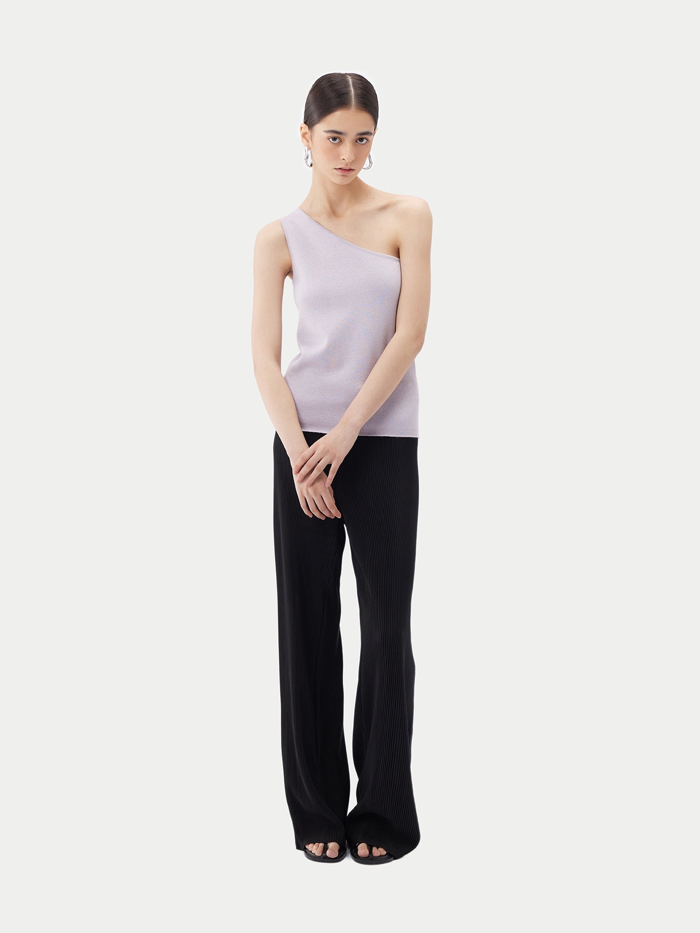 Women's Cashmere Silk Sleeveless Asymmetric Top Orchid Tint - Gobi Cashmere