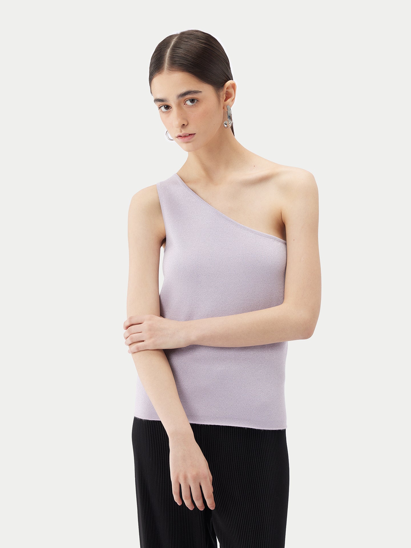 Women's Cashmere Silk Sleeveless Asymmetric Top Orchid Tint - Gobi Cashmere