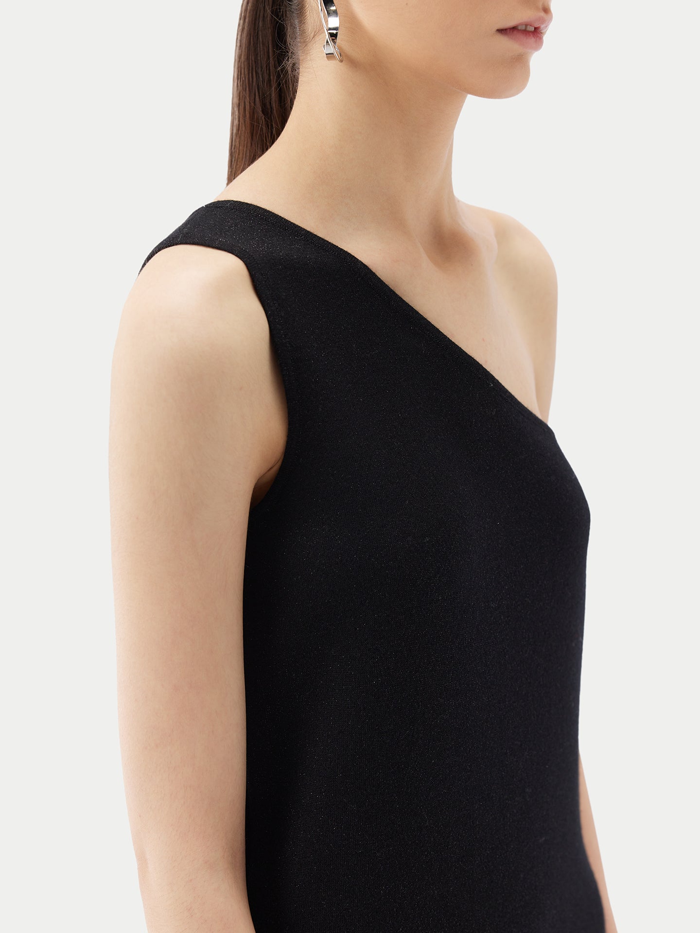 Women's Cashmere Silk Sleeveless Asymmetric Top Black - Gobi Cashmere