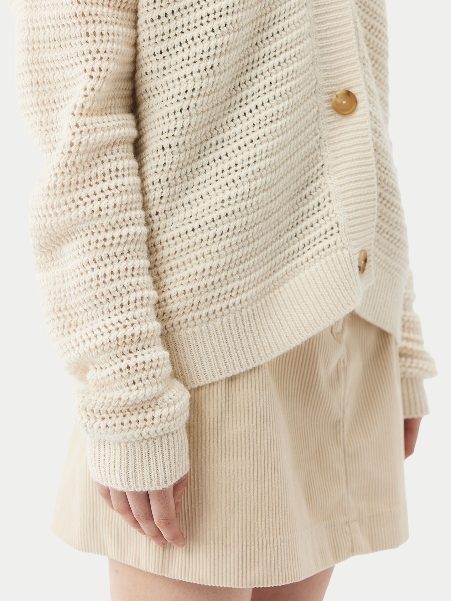Women's Cotton Cashmere Cardigan Whisper White - Gobi Cashmere