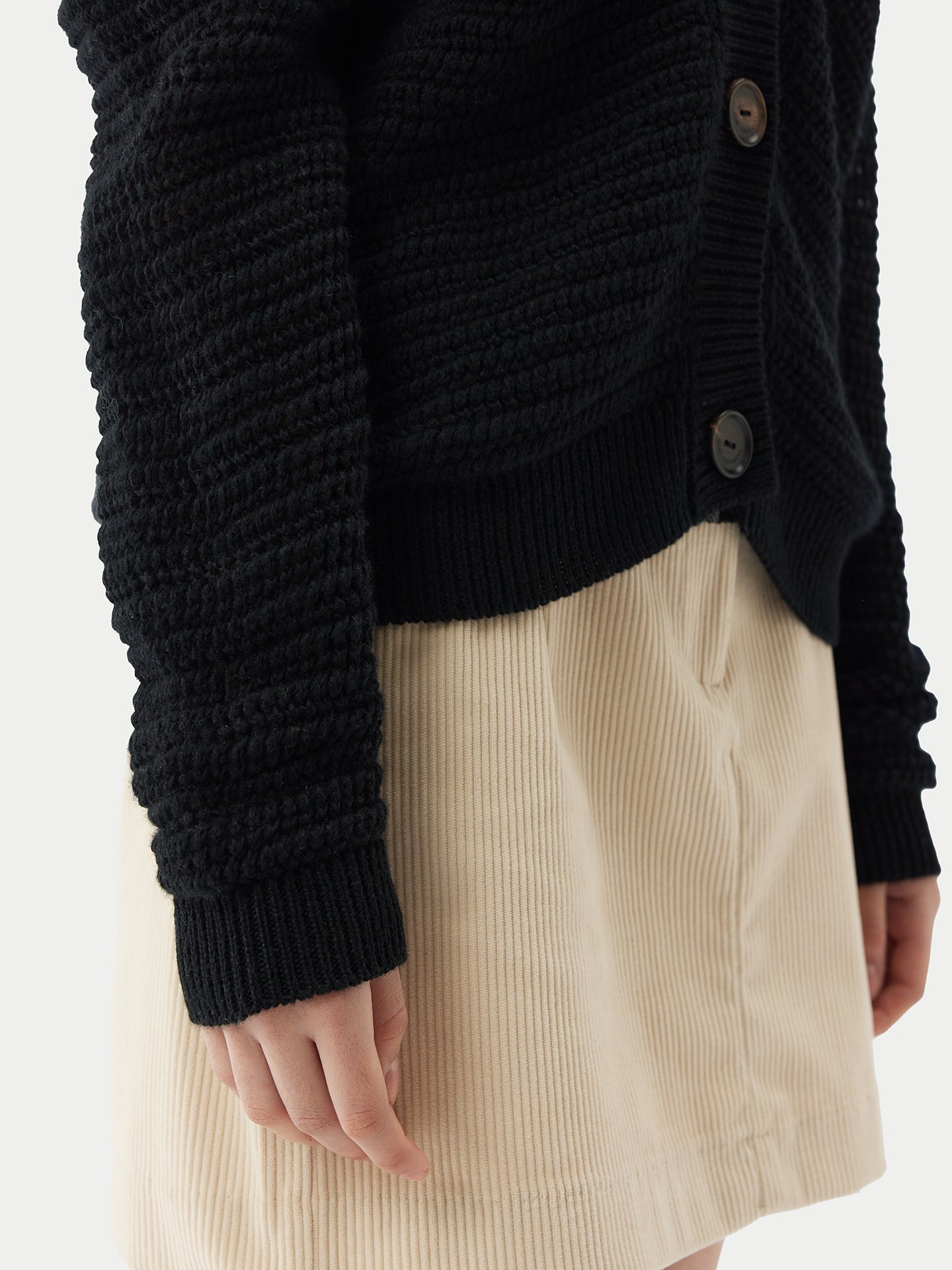 Women's Cotton Cashmere Cardigan Black - Gobi Cashmere