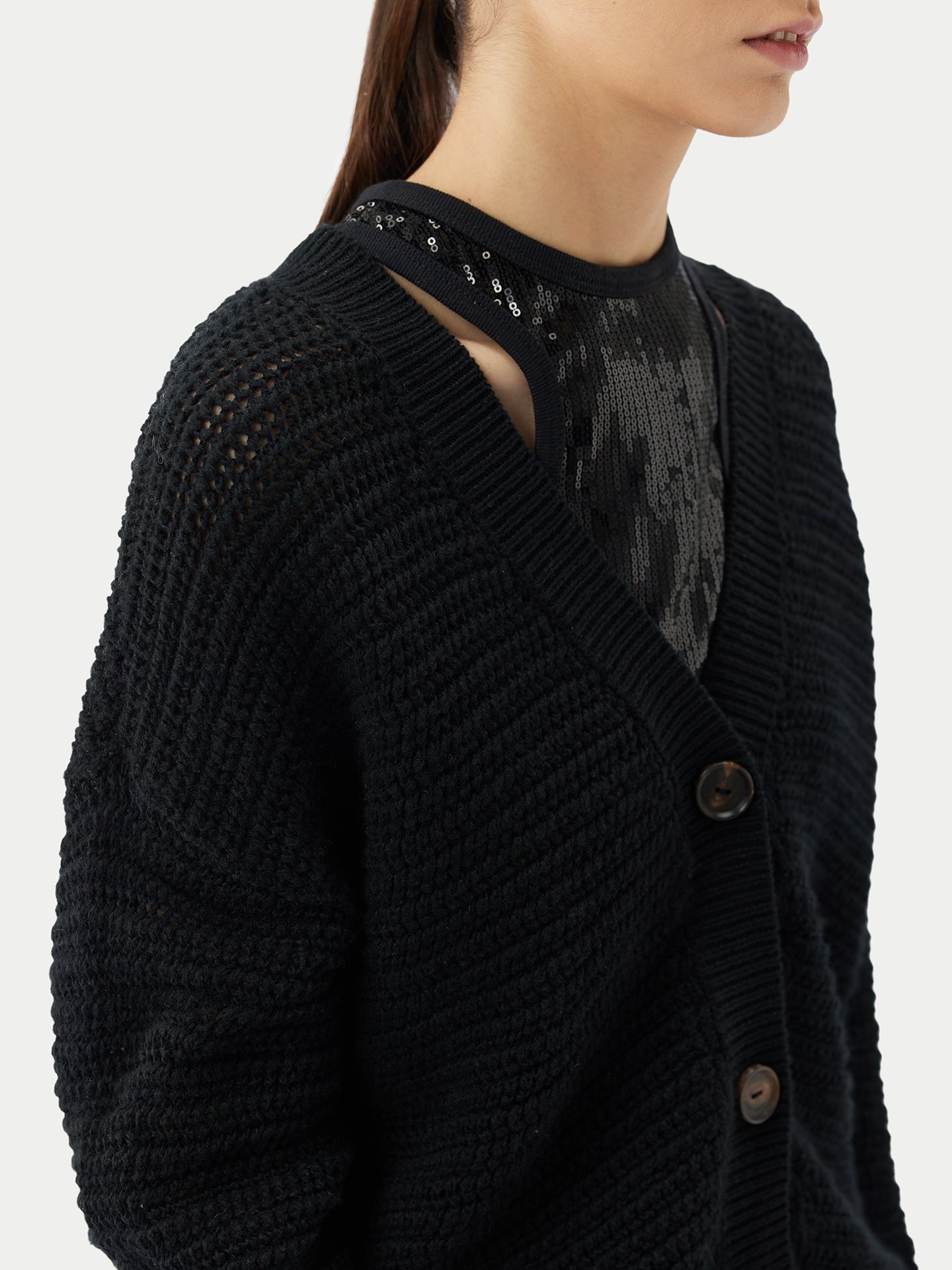 Women's Cotton Cashmere Cardigan Black - Gobi Cashmere