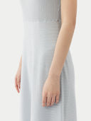 close up of a light blue sleeveless ribbed dress #color_ice-flow