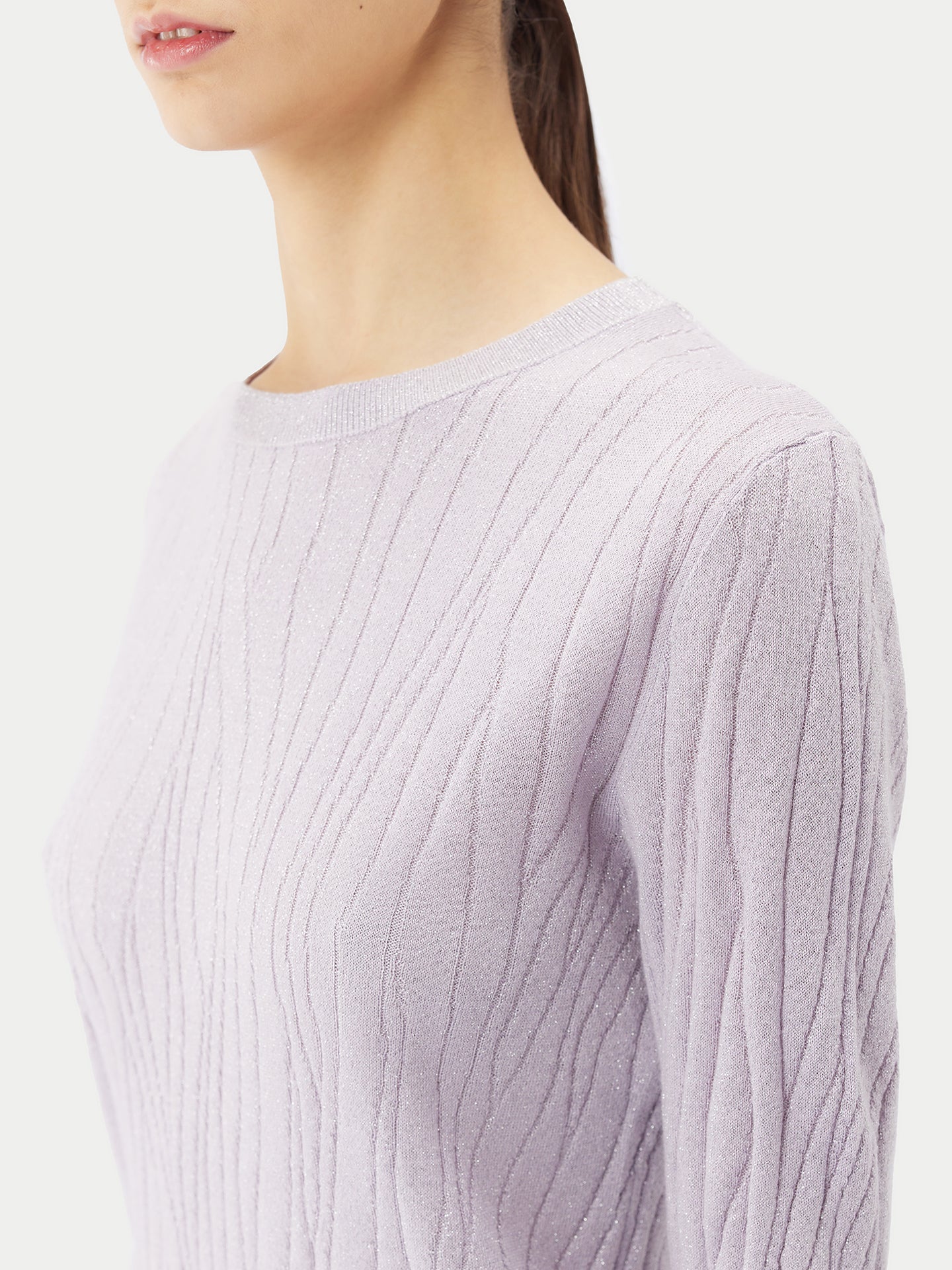 Women's Cashmere Silk Sweater with Silver Threading Orchid Tint - Gobi Cashmere