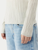 Women's Cashmere Silk Sweater with Silver Threading Whisper White - Gobi Cashmere #color_whisper-white