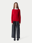 Essential Cashmere Crewneck Sweater Haute Red - Gobi Cashmere #color_haute-red