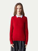 Essential Cashmere Crewneck Sweater Haute Red - Gobi Cashmere #color_haute-red