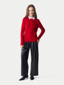 Essential Cashmere Crewneck Sweater Haute Red - Gobi Cashmere #color_haute-red