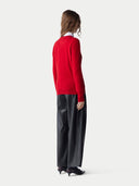 Essential Cashmere Crewneck Sweater Haute Red - Gobi Cashmere #color_haute-red