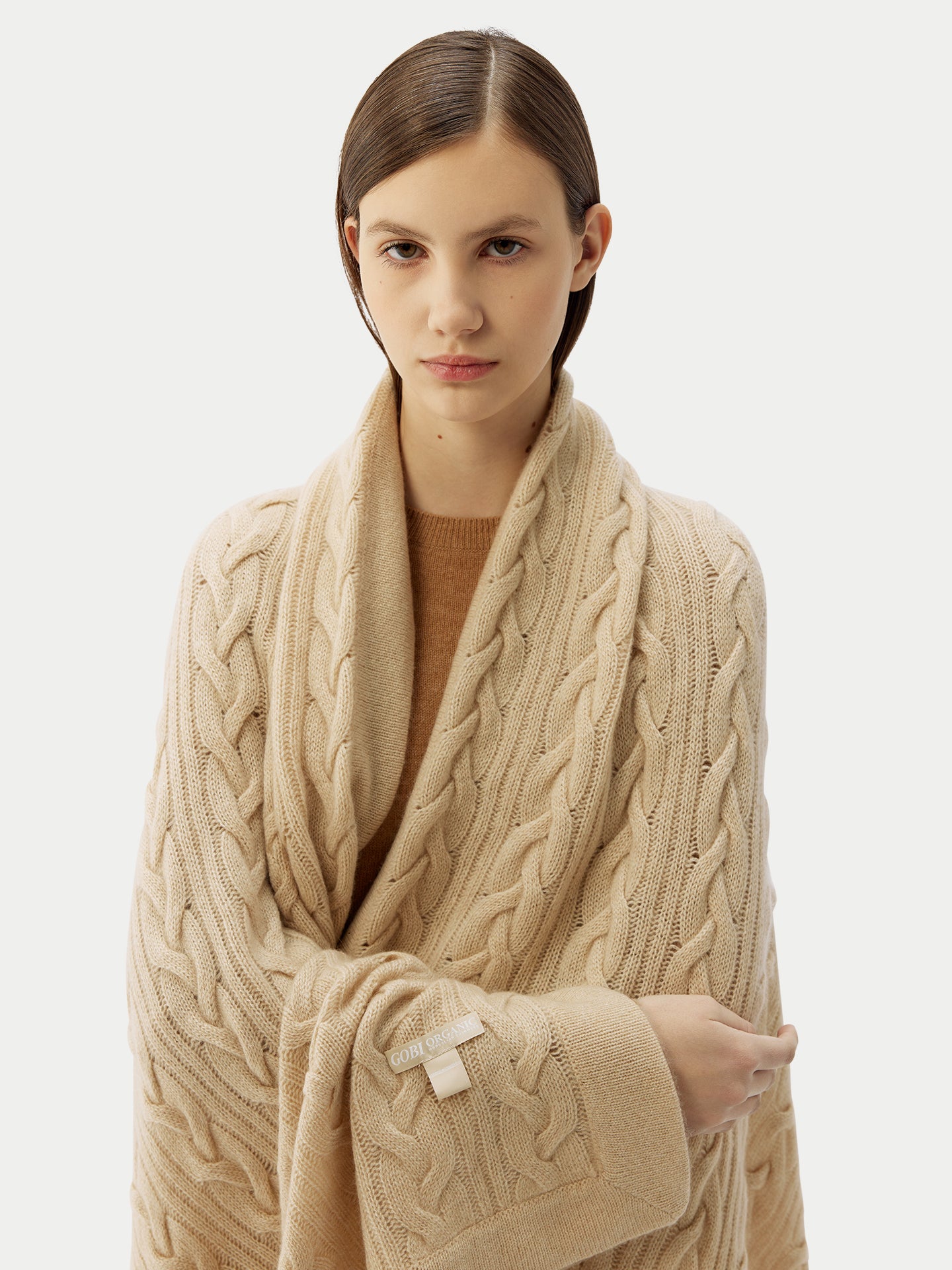 Organic Color Cable Knit Blanket