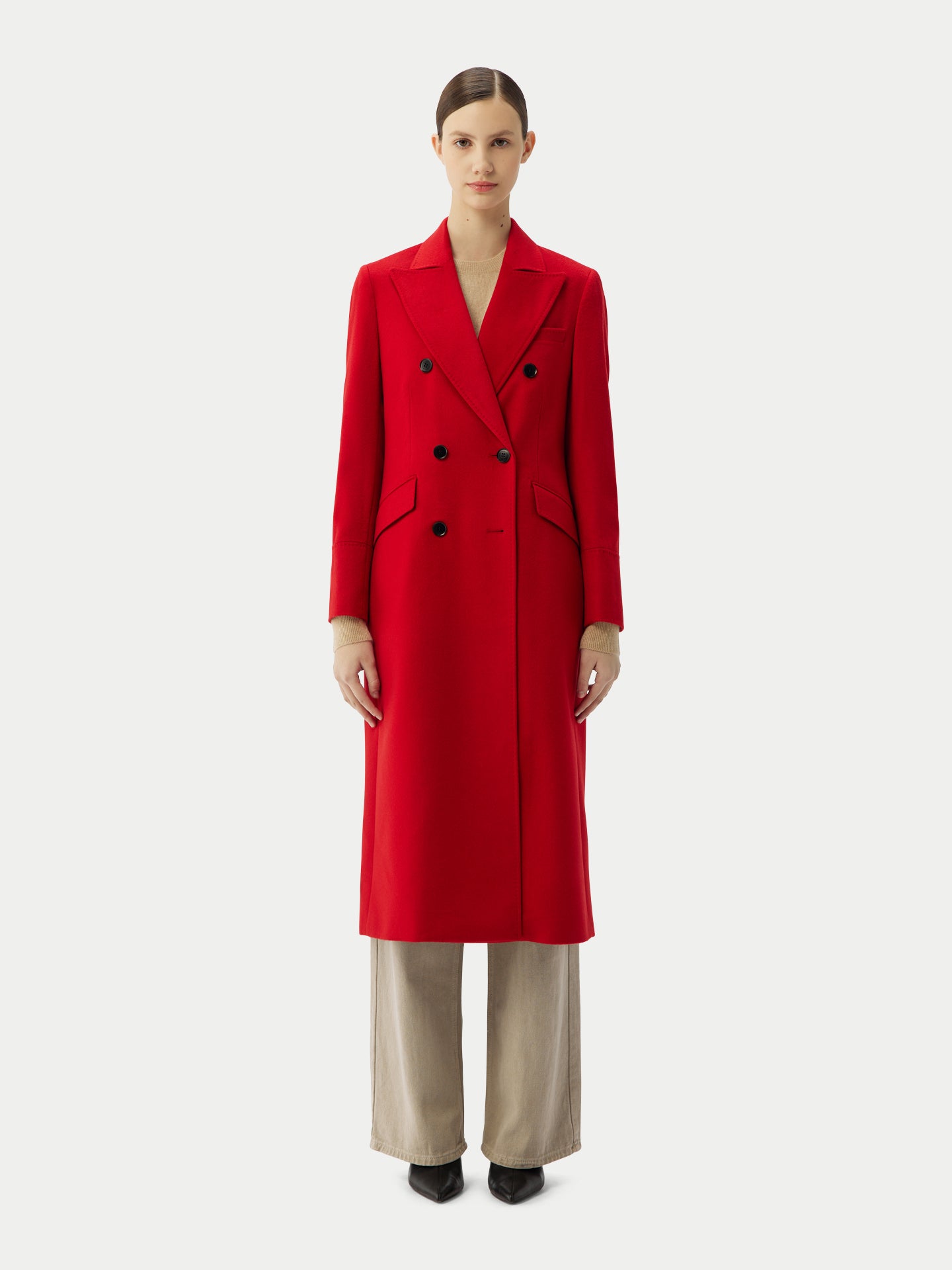 Cashmere Peak Lapel Long Coat