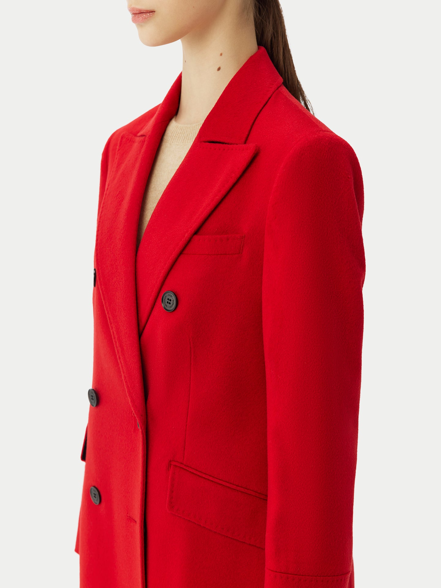 Cashmere Peak Lapel Long Coat