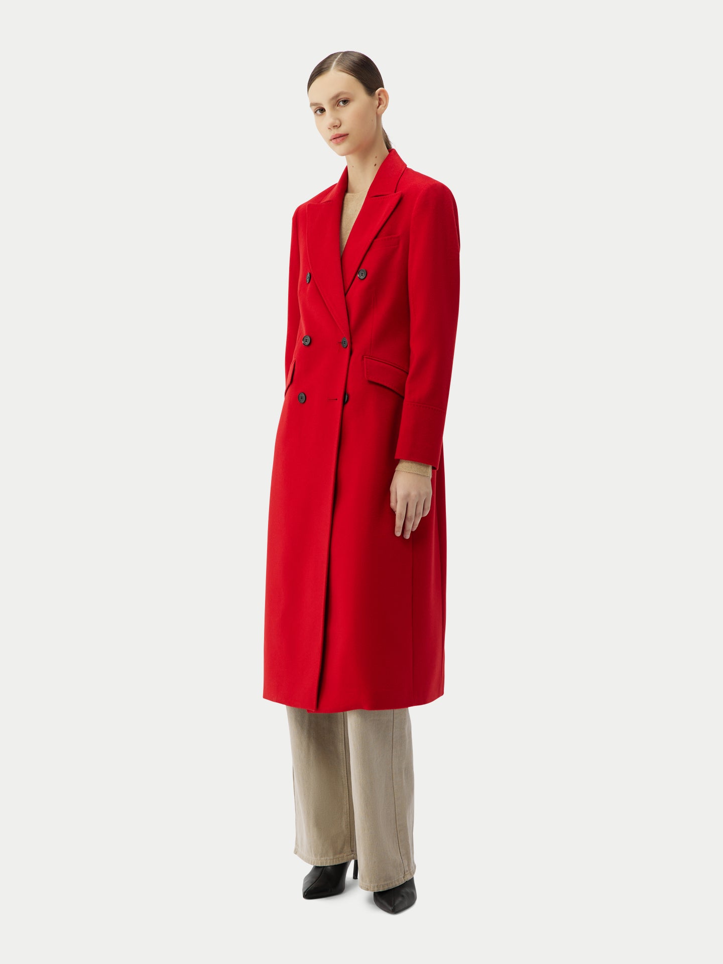 Cashmere Peak Lapel Long Coat