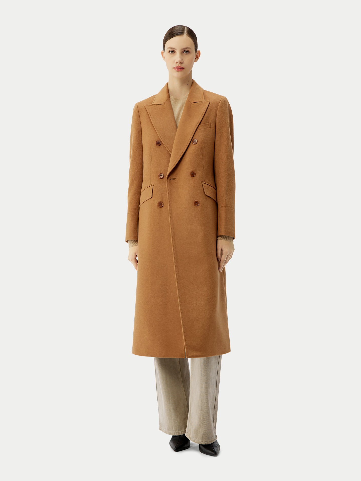 Cashmere Peak Lapel Long Coat