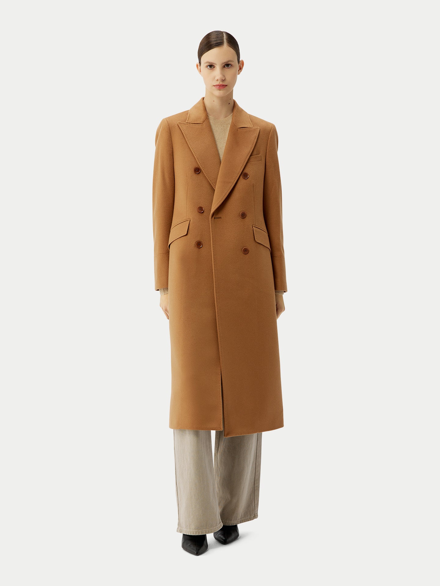 Cashmere Peak Lapel Long Coat