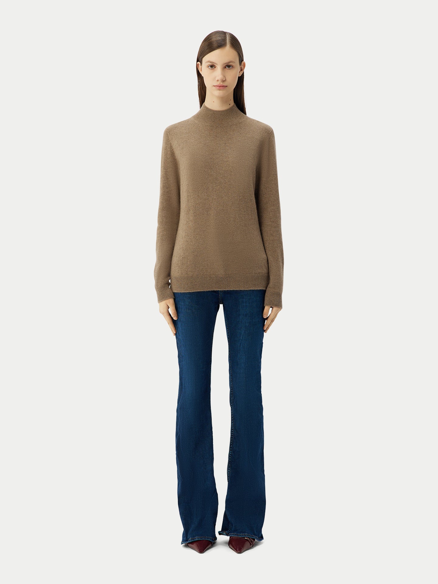 Organic Color Cashmere Mock Neck Sweater