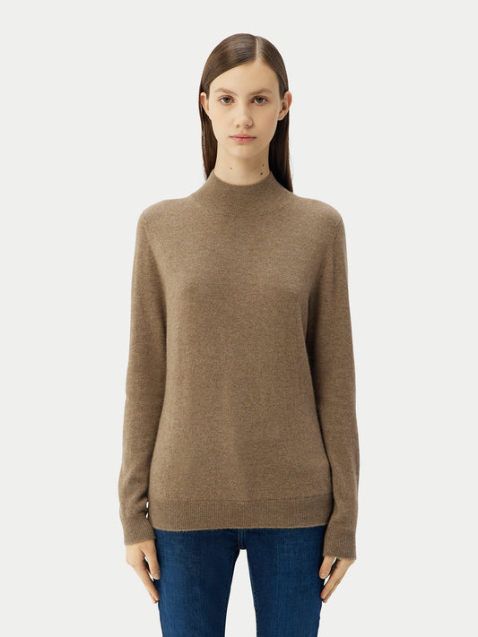 Organic Color Cashmere Mock Neck Sweater