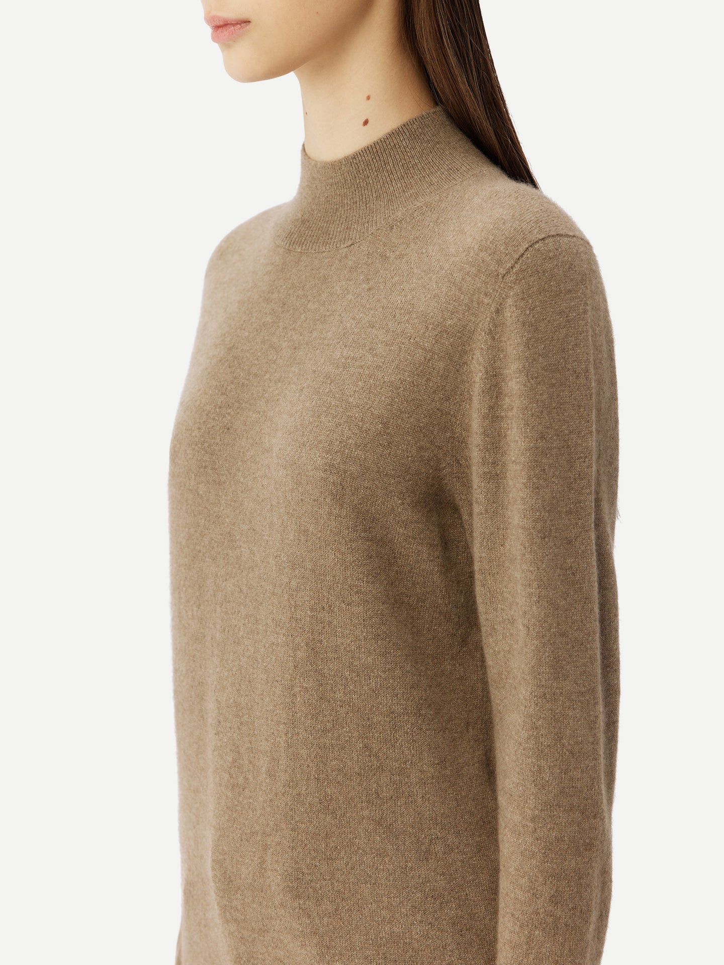 Organic Color Cashmere Mock Neck Sweater