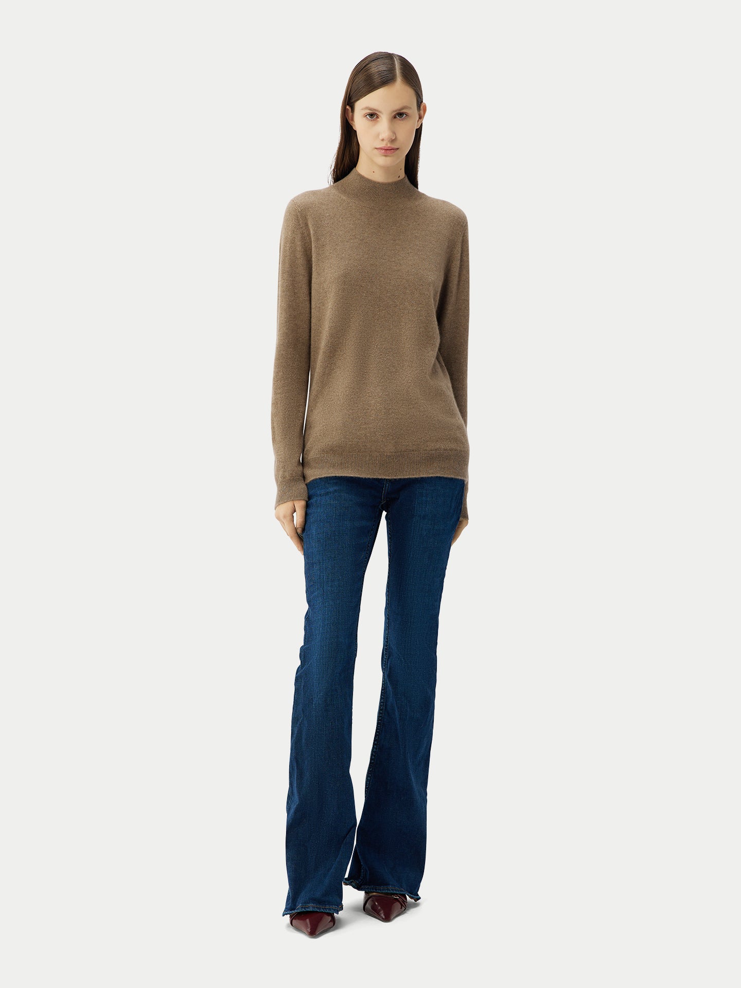 Organic Color Cashmere Mock Neck Sweater