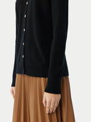 Essential Cashmere Crewneck Cardigan Black - Gobi Cashmere #color_black