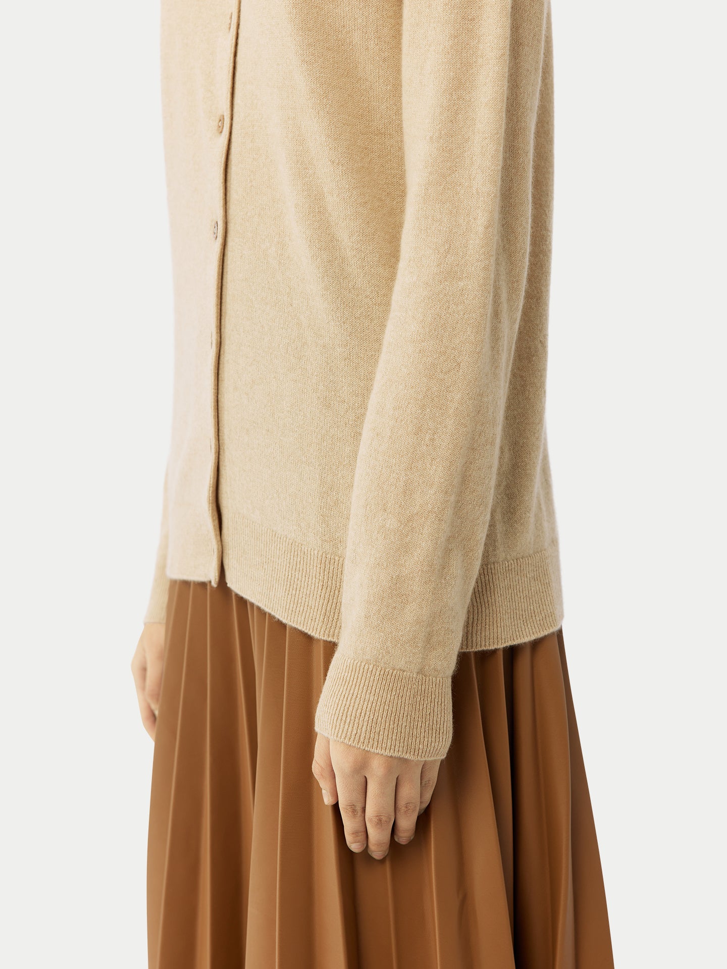 Organic Color Cashmere Crew Neck Cardigan