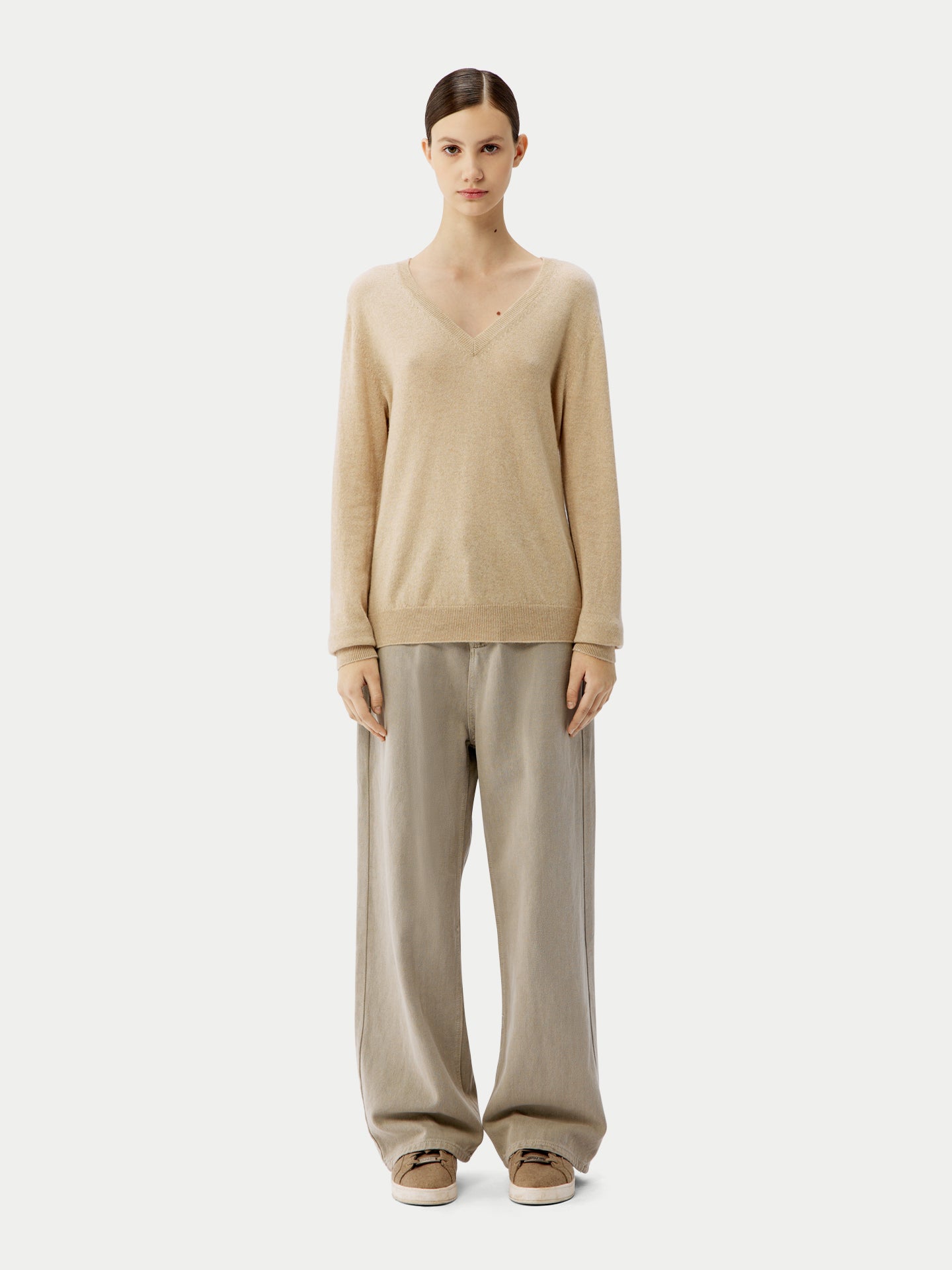 Organic Color Cashmere Essential V-Neck Sweater