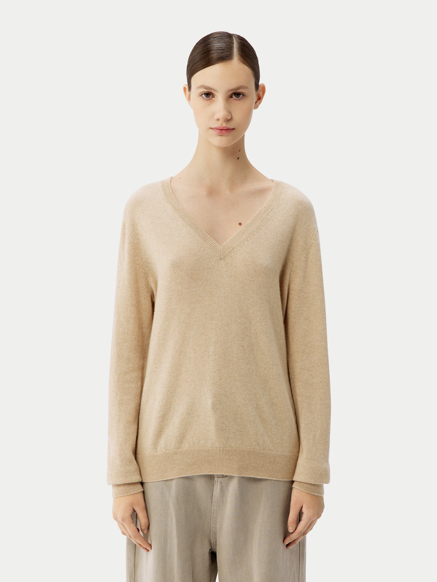 Organic Color Cashmere Essential V-Neck Sweater