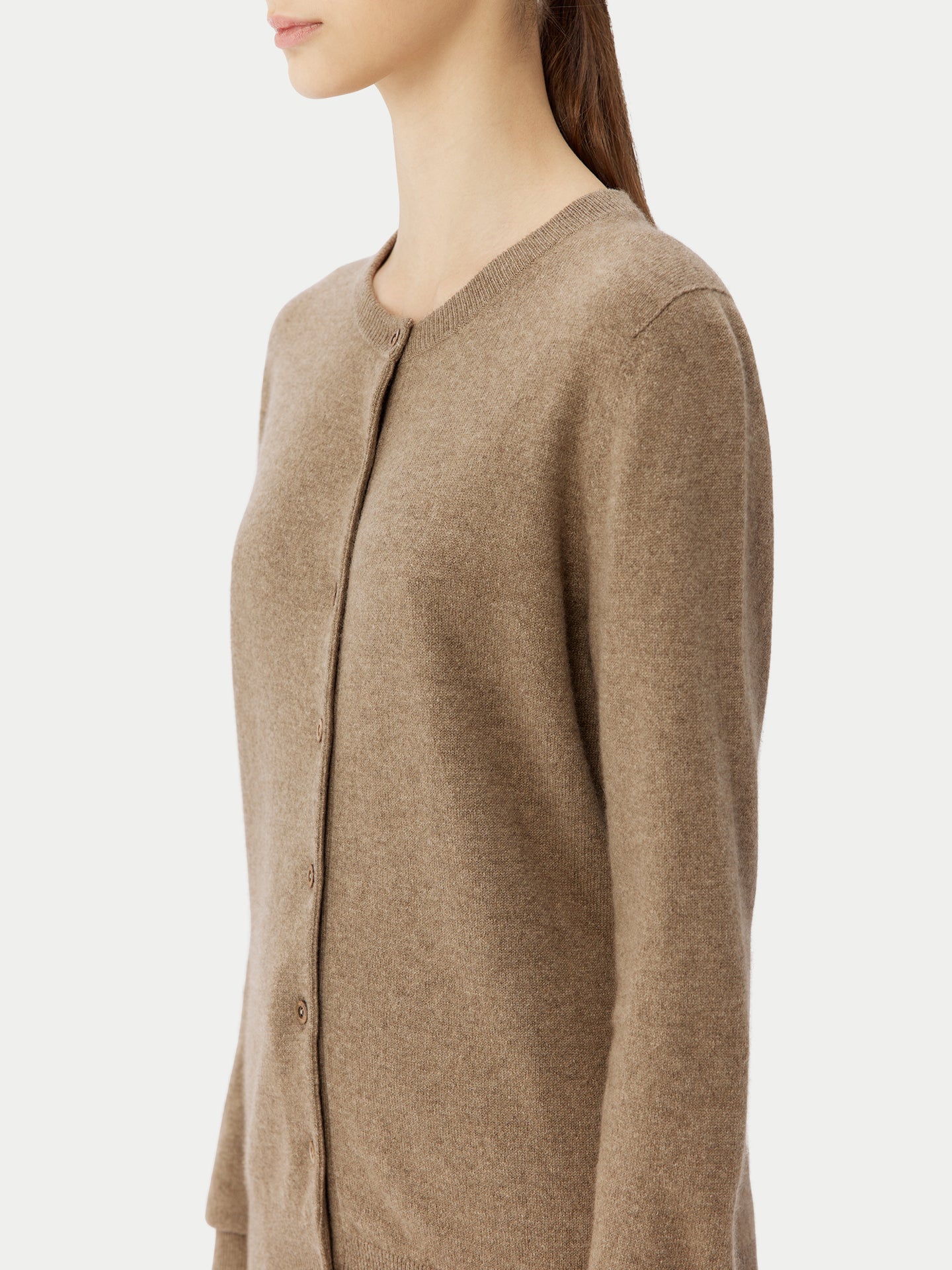 Organic Color Cashmere Crew Neck Cardigan