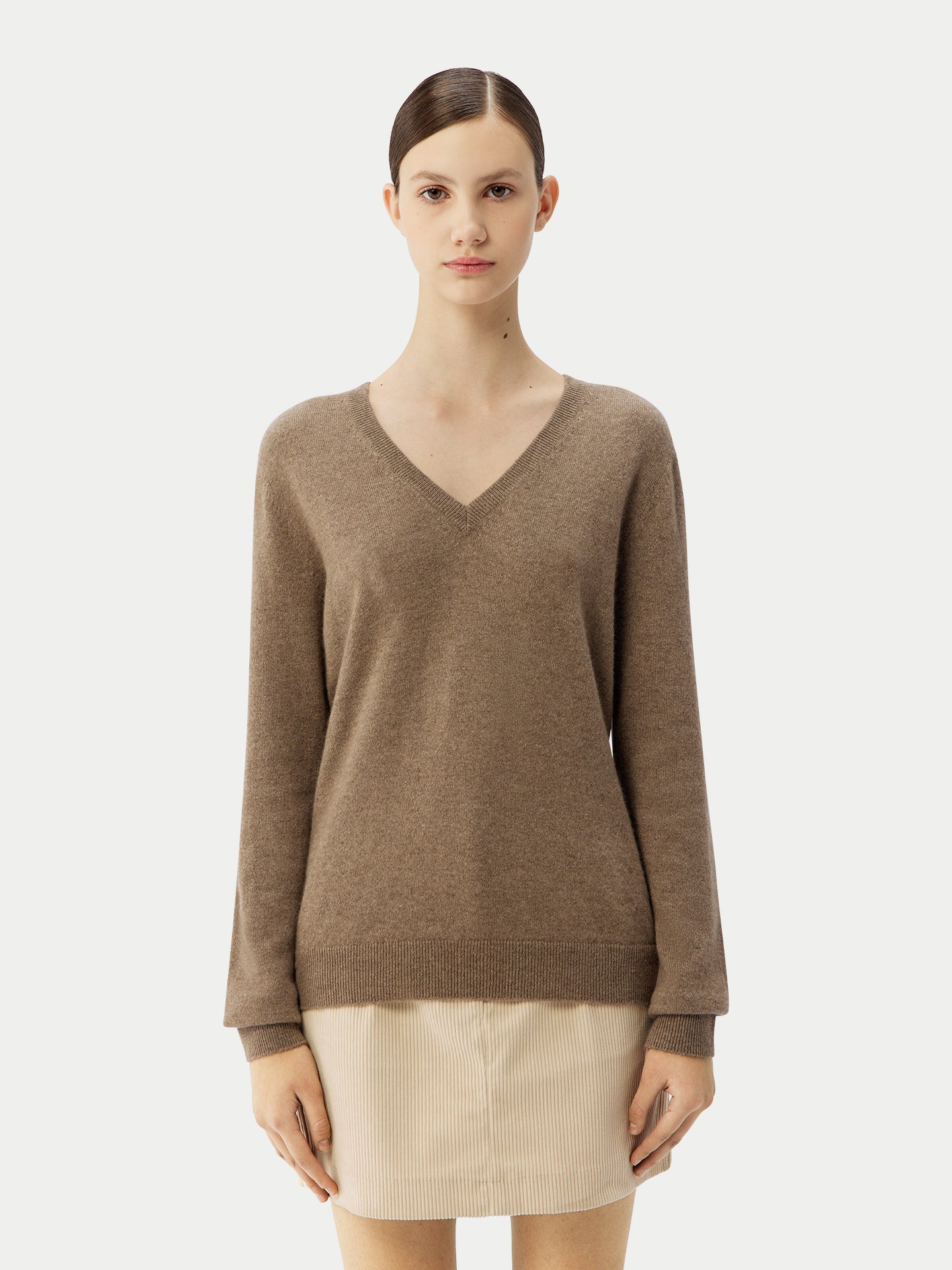 Organic Color Cashmere Essential V-Neck Sweater