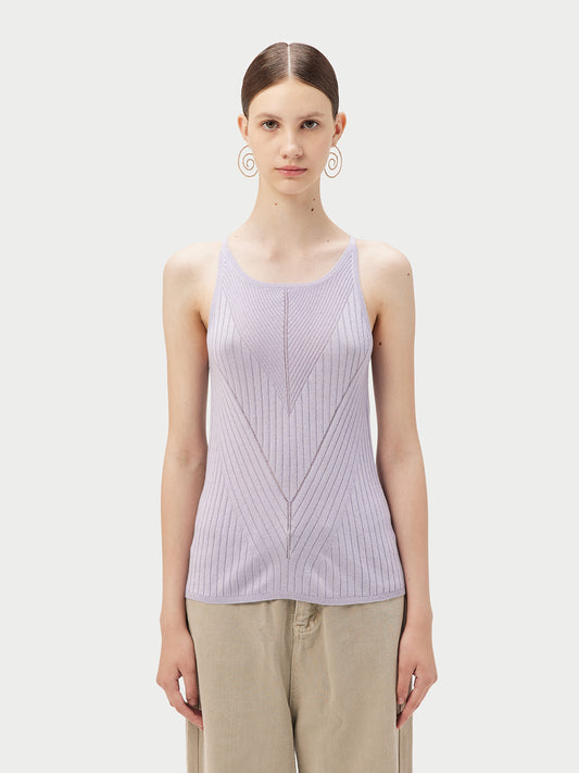 Women's Sleeveless Silk Cashmere Top Purple Heather - Gobi Cashmere