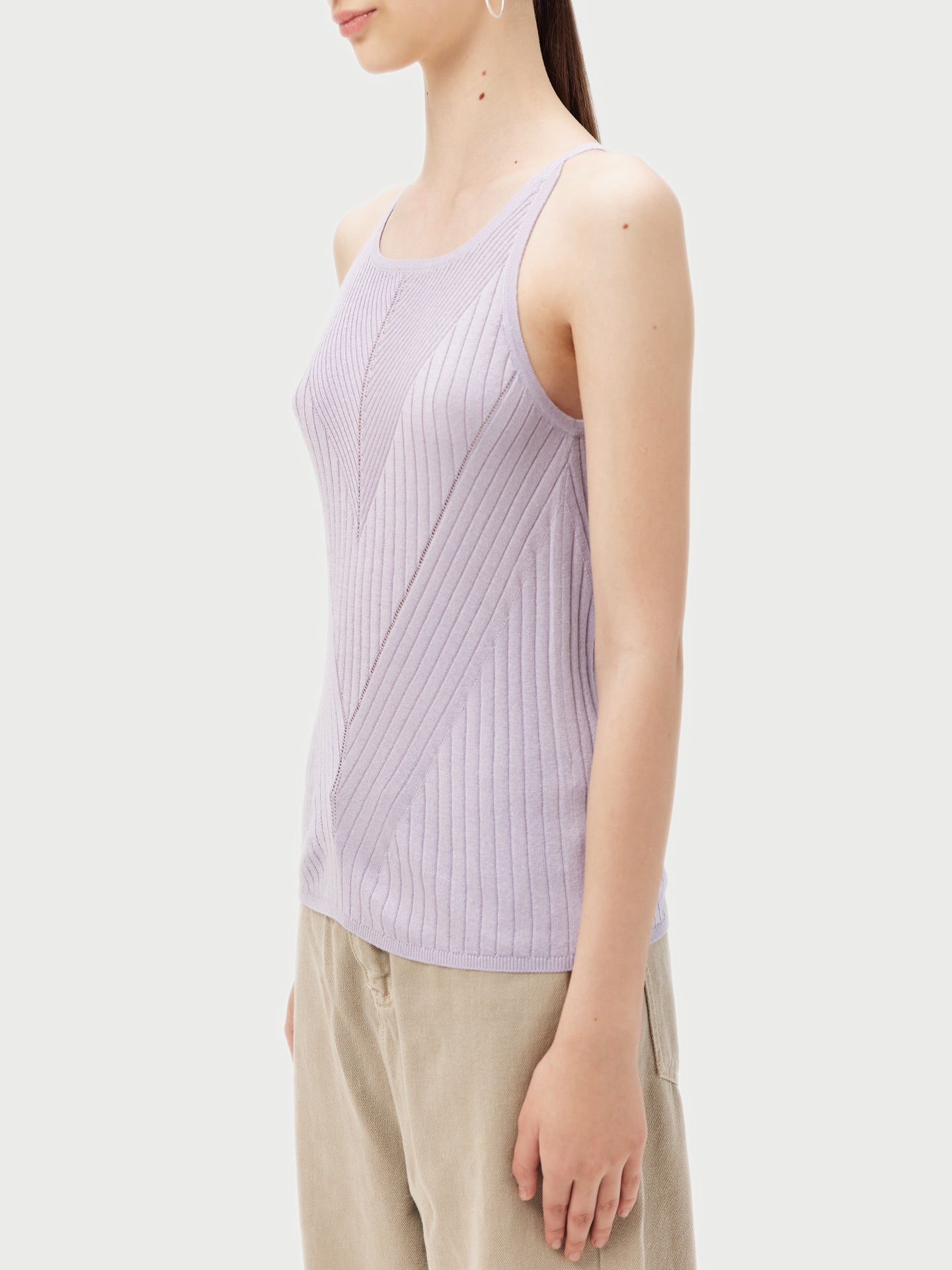 Women's Sleeveless Silk Cashmere Top Purple Heather - Gobi Cashmere