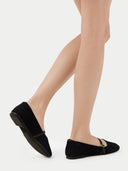 side back view of a black flat ballerina #color_black