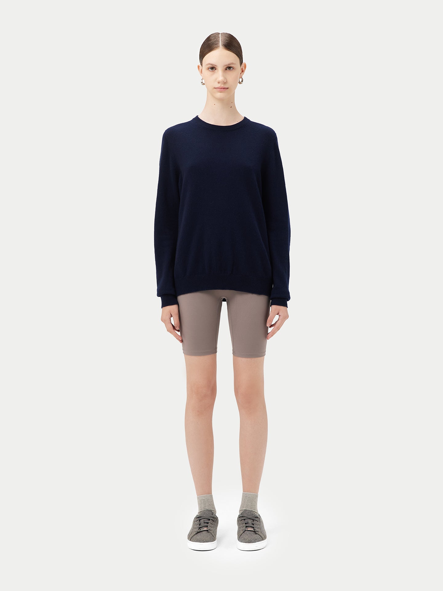 Women's Cashmere Basic Crew Neck Navy - Gobi Cashmere