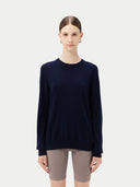 Women's Cashmere Basic Crew Neck Navy - Gobi Cashmere #color_navy