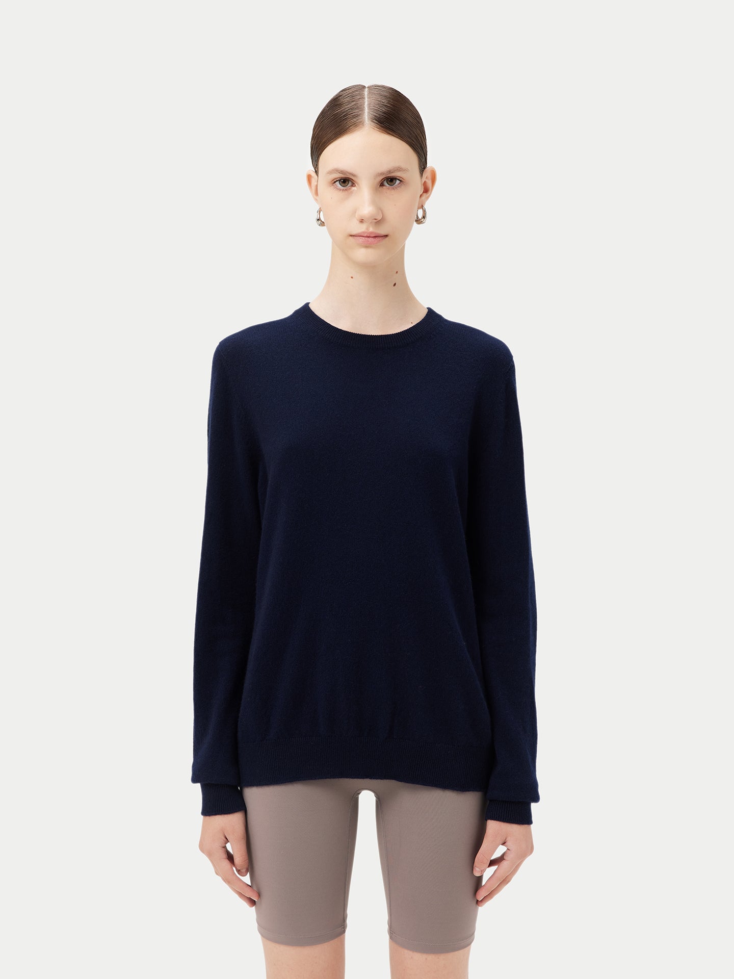 Women's Cashmere Basic Crew Neck Navy - Gobi Cashmere