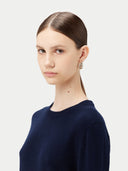 Women's Cashmere Basic Crew Neck Navy - Gobi Cashmere #color_navy