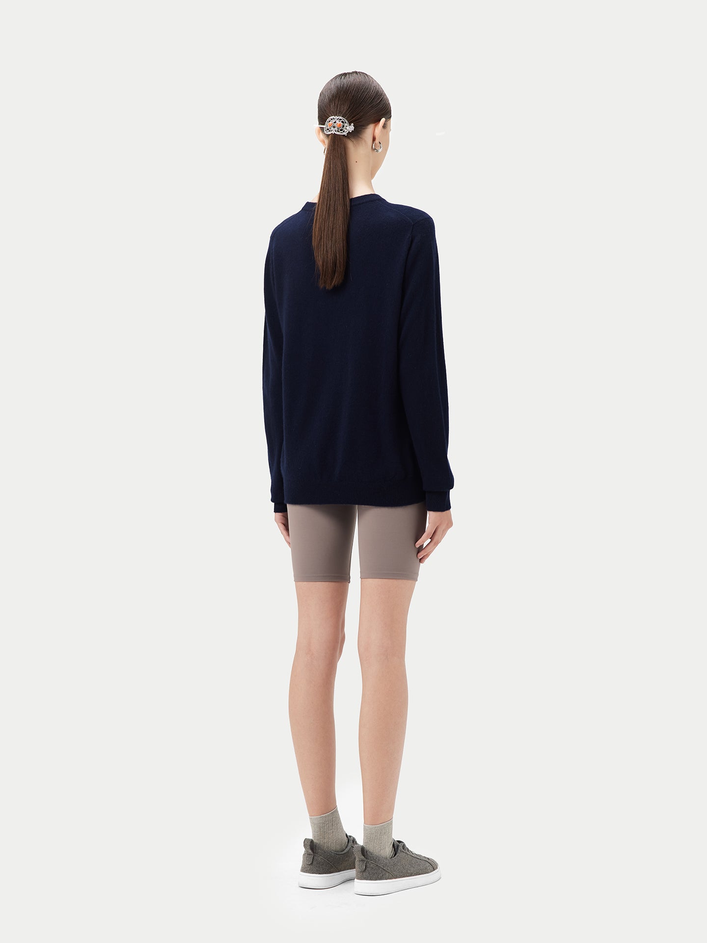 Women's Cashmere Basic Crew Neck Navy - Gobi Cashmere