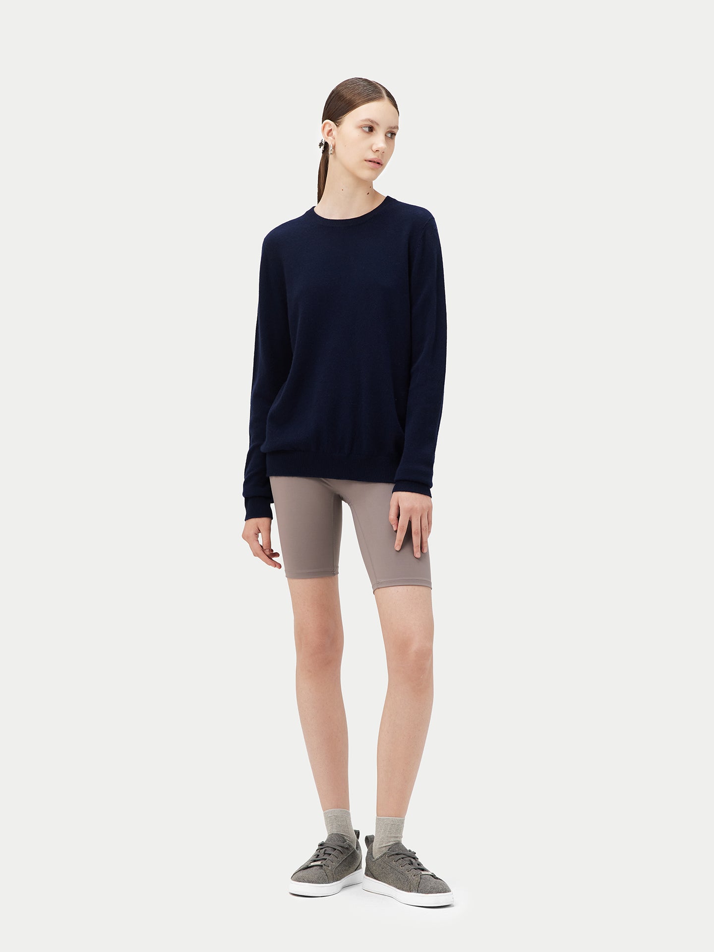 Women's Cashmere Basic Crew Neck Navy - Gobi Cashmere