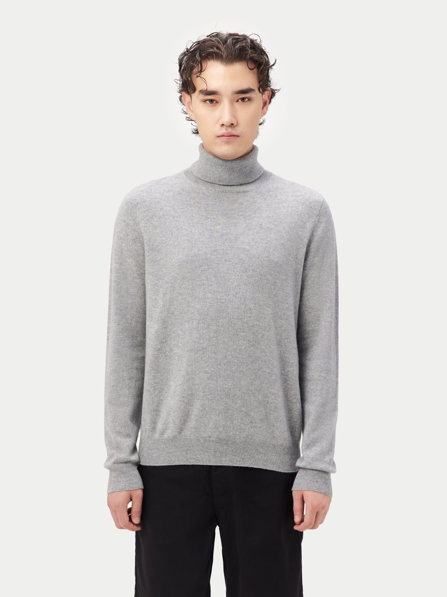 Men's Cashmere Basic Turtle Neck Sweater Vapor Blue - Gobi Cashmere