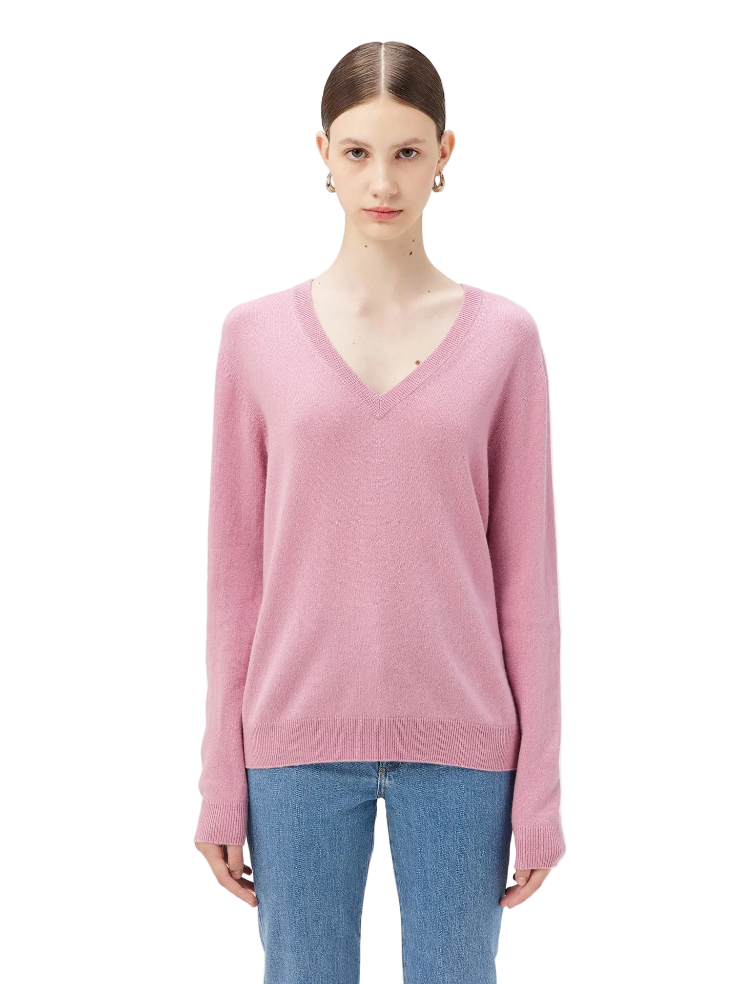 Women's Cashmere V-Neck Sweater in Orchid Smoke | GOBI US