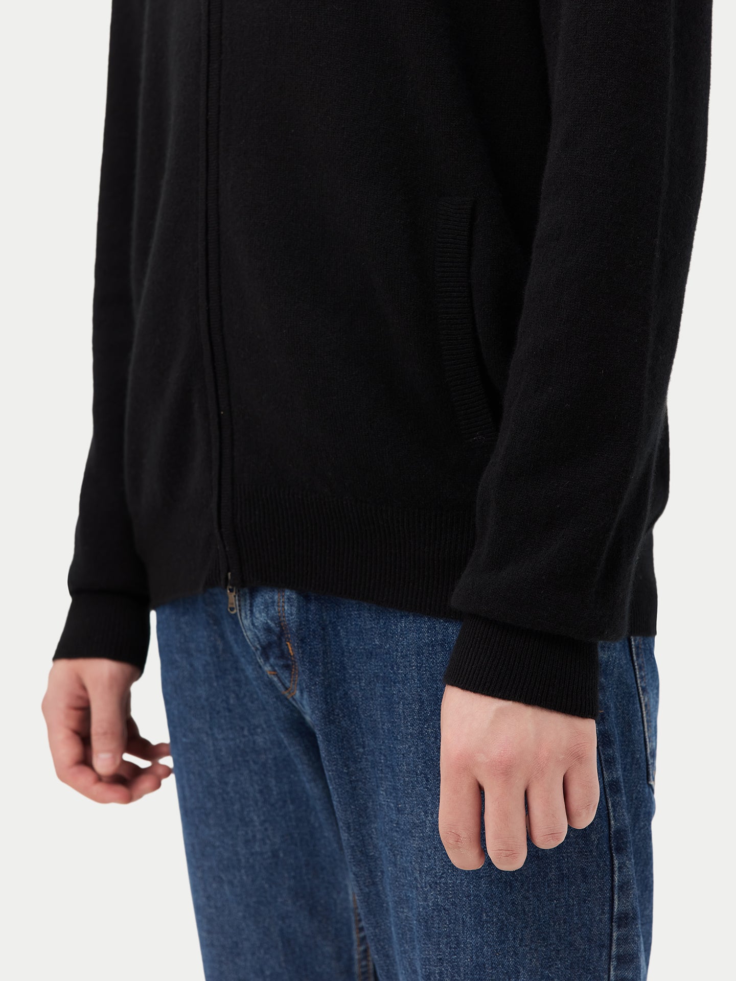 Men's Cashmere Full-Zip Cardigan Black - Gobi Cashmere