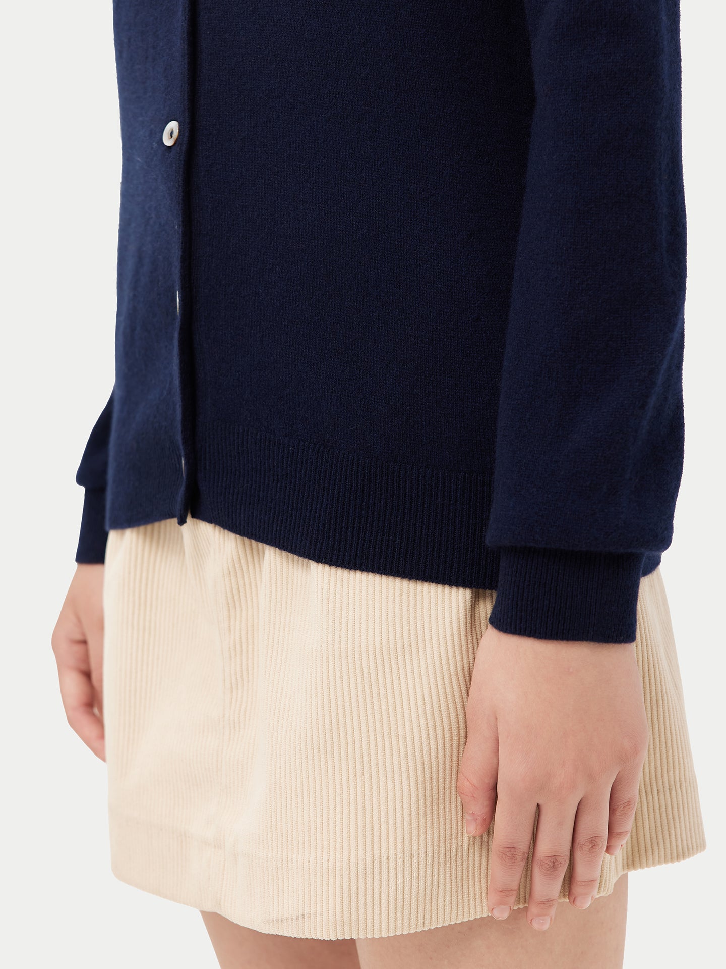 Women's Cashmere Crew Neck Button Cardigan Navy - Gobi Cashmere