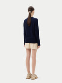 Essential Cashmere Crewneck Cardigan Navy - Gobi Cashmere #color_navy